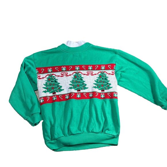 Vintage Christmas Tree Knit Sweater Panel Tacky Ugly Sweatshirt Mock Neck - Picture 1 of 5